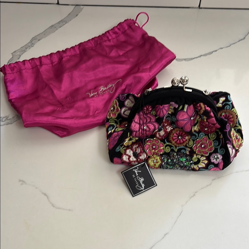 Vera Bradley Multicolor Floral Clutch with Pink Pouch